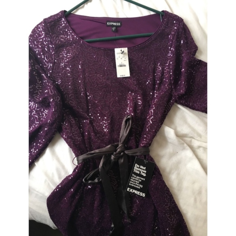 BRAND NEW NWT Express Purple Sequin Women's Dress